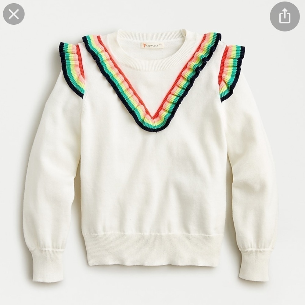 Girls’ Cotton Sweater Random Ruffle Trim AI754